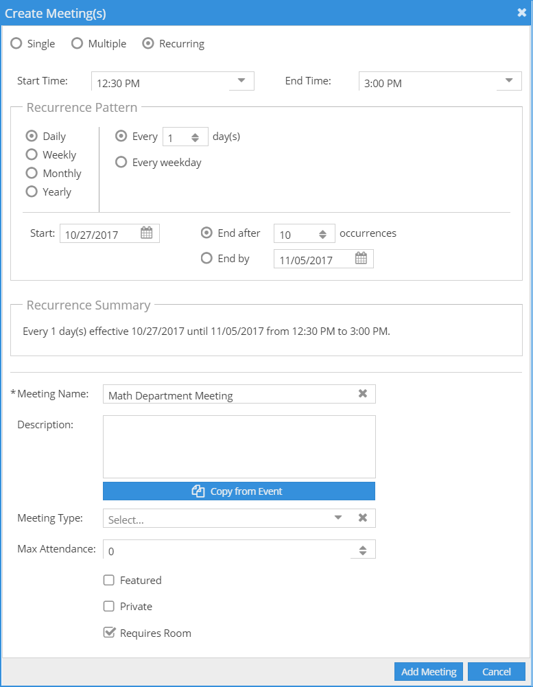 Event Form_New Recurring Meeting