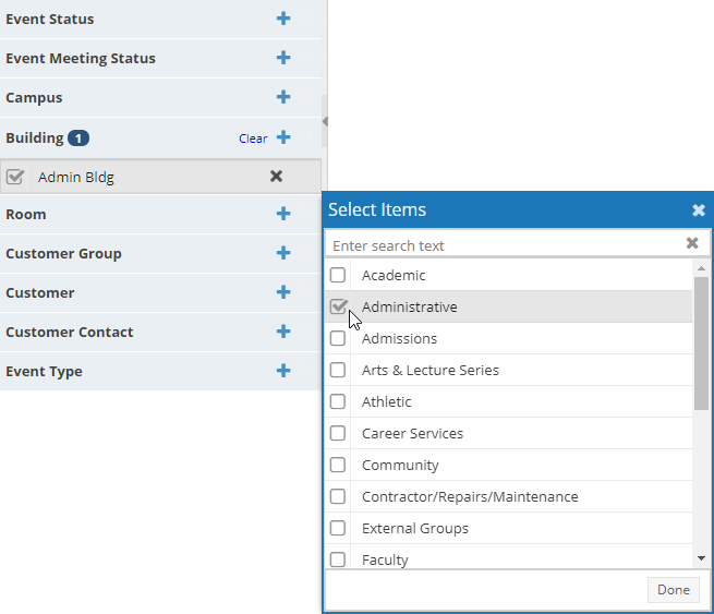 Event List Filters