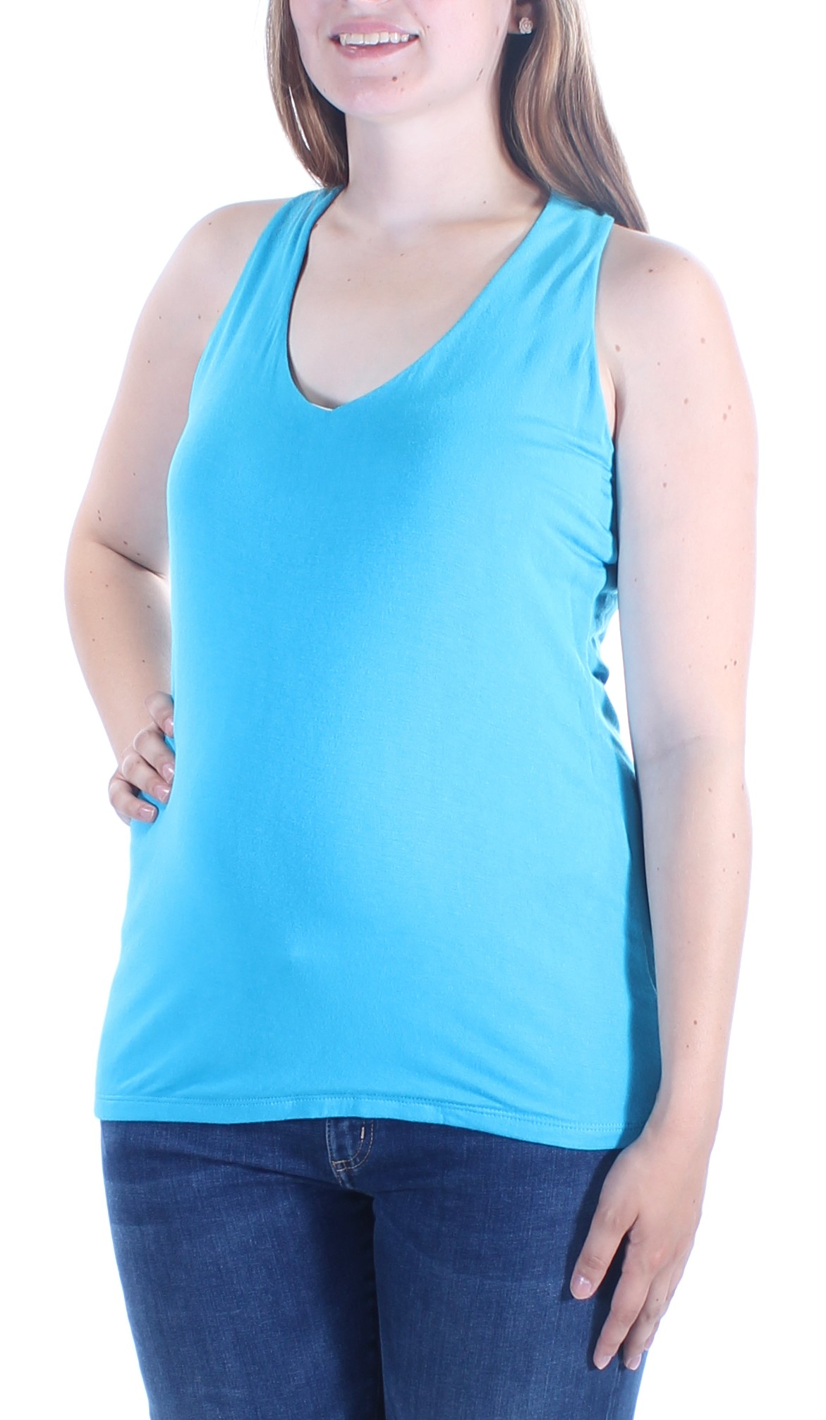 Inc 1167 Womens 1203 Blue Scoop Neck Sleeveless Top M B B for sale