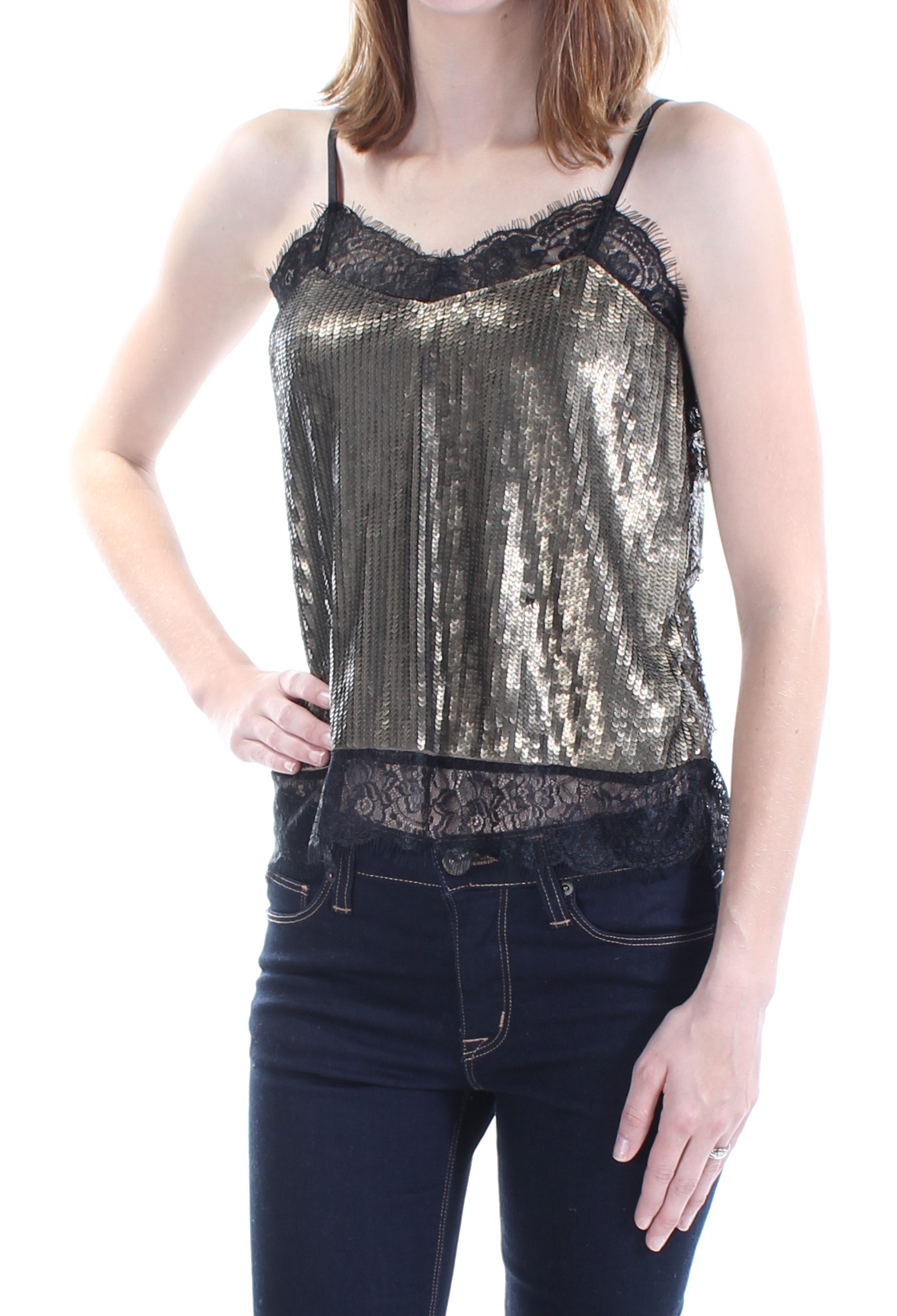 GUESS Womens Gold Spaghetti Strap V Neck Party Top Size XS | eBay