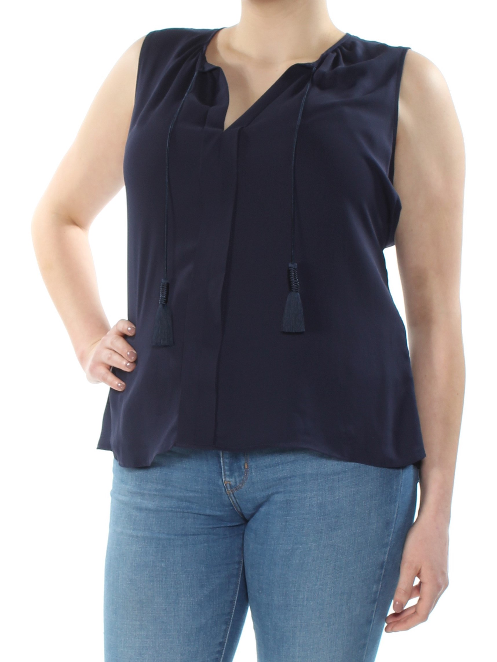 RALPH LAUREN Womens Navy V Neck Sleeveless Casual Top XL 190866502517