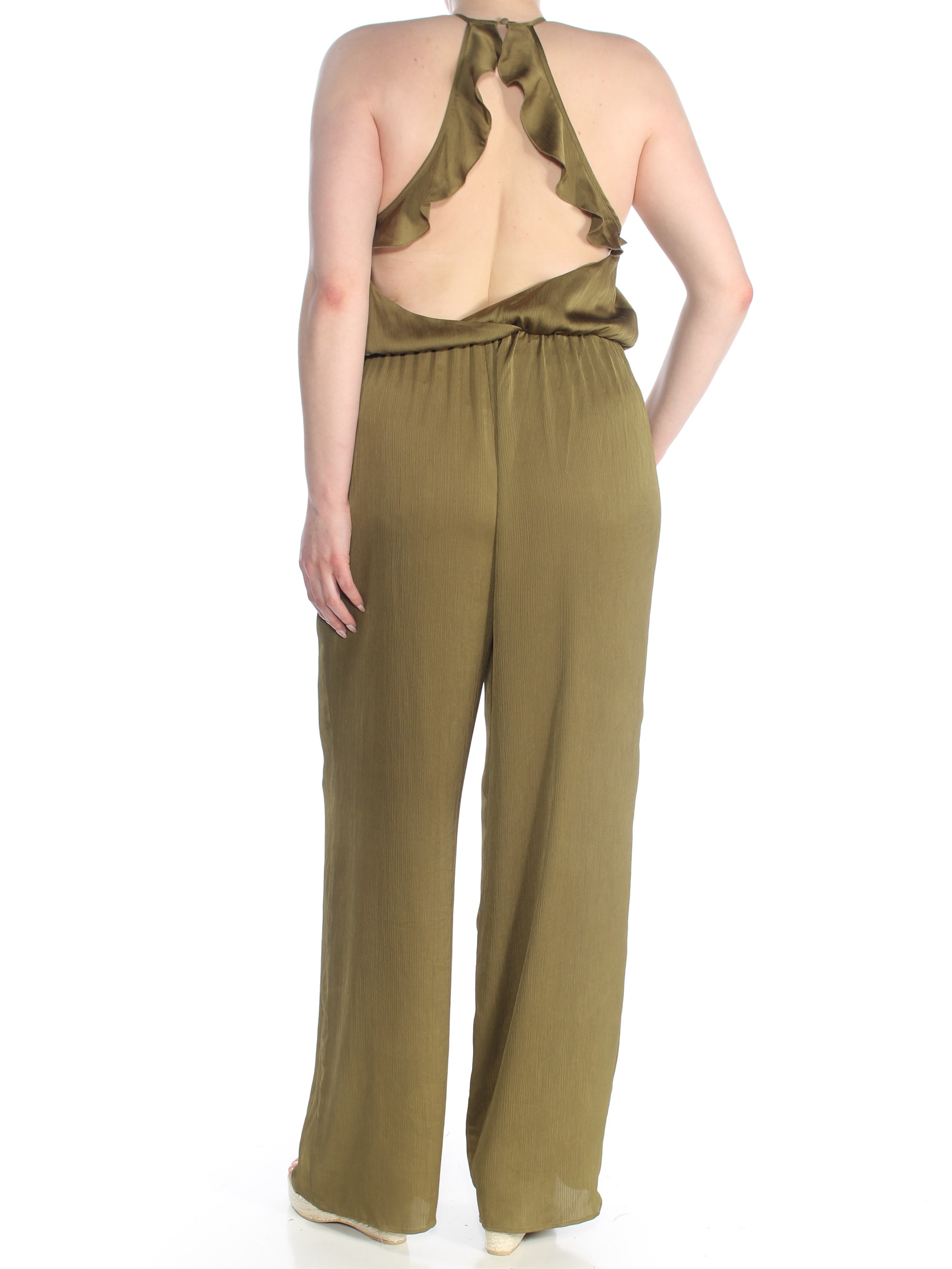 GUESS 108 Womens New 1672 Green Open Back Sleeveless Halter Jumpsuit XL B+B eBay