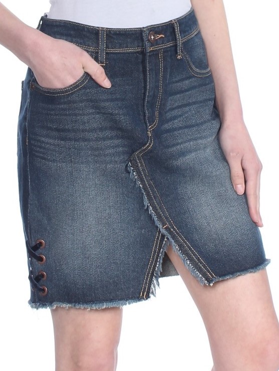 JESSICA SIMPSON $69 Women New 1238 Blue Hi-rise Lace Up Denim Skirt 26 ...