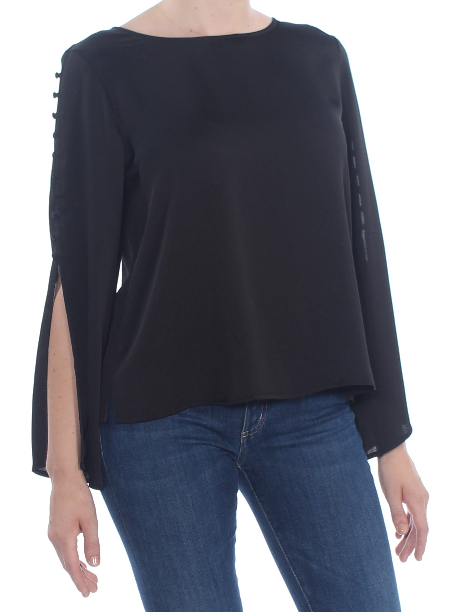 VINCE CAMUTO $89 Womens New 1112 Black Split-Sleeve Top M B+B | eBay