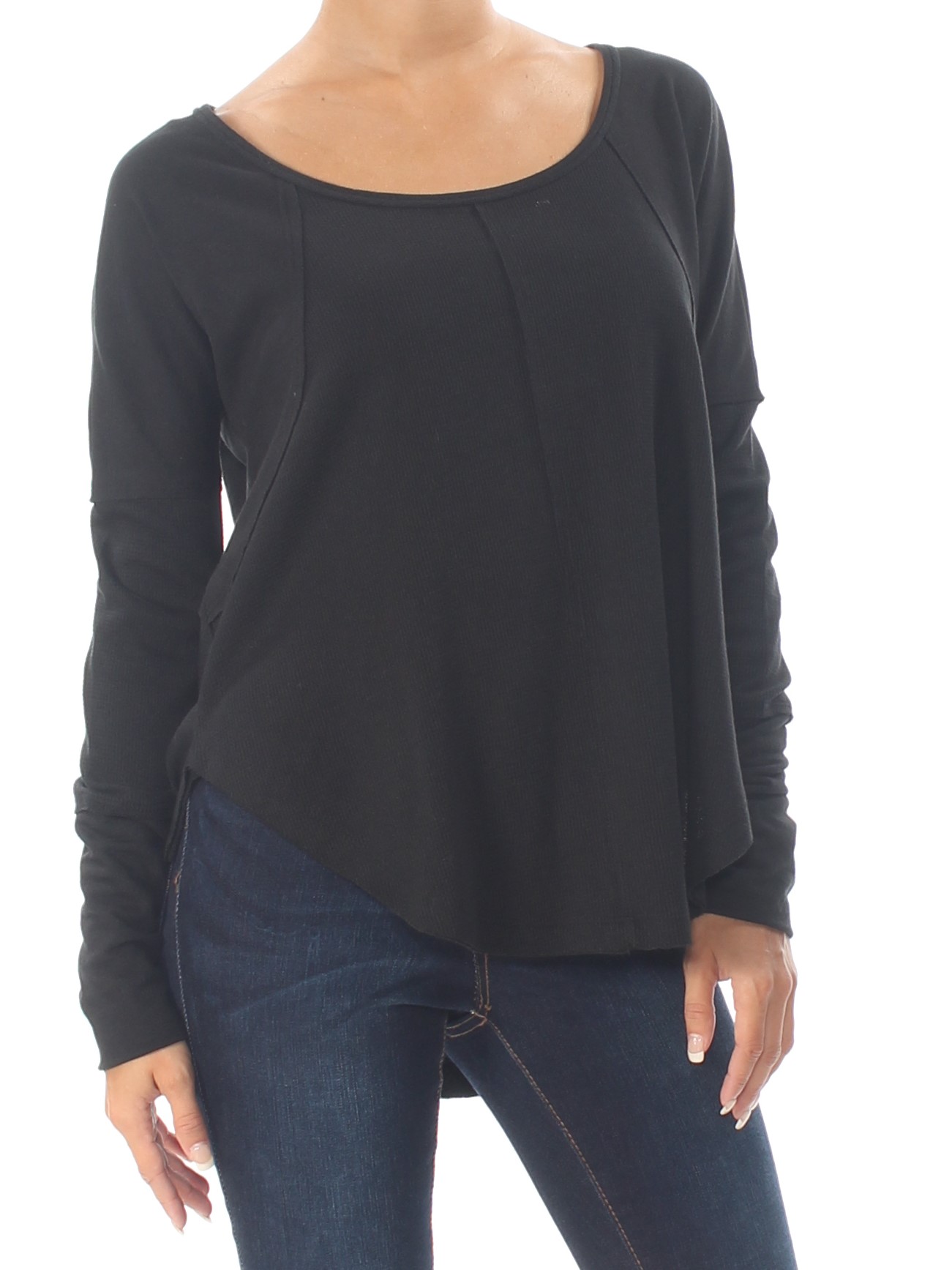 LUCKY BRAND 49 Womens New 1535 Black Ribbed Thermal Long Sleeve Top XS