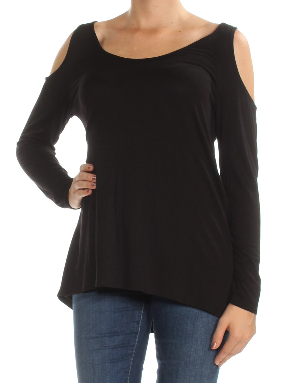 boat neck black long sleeve top
