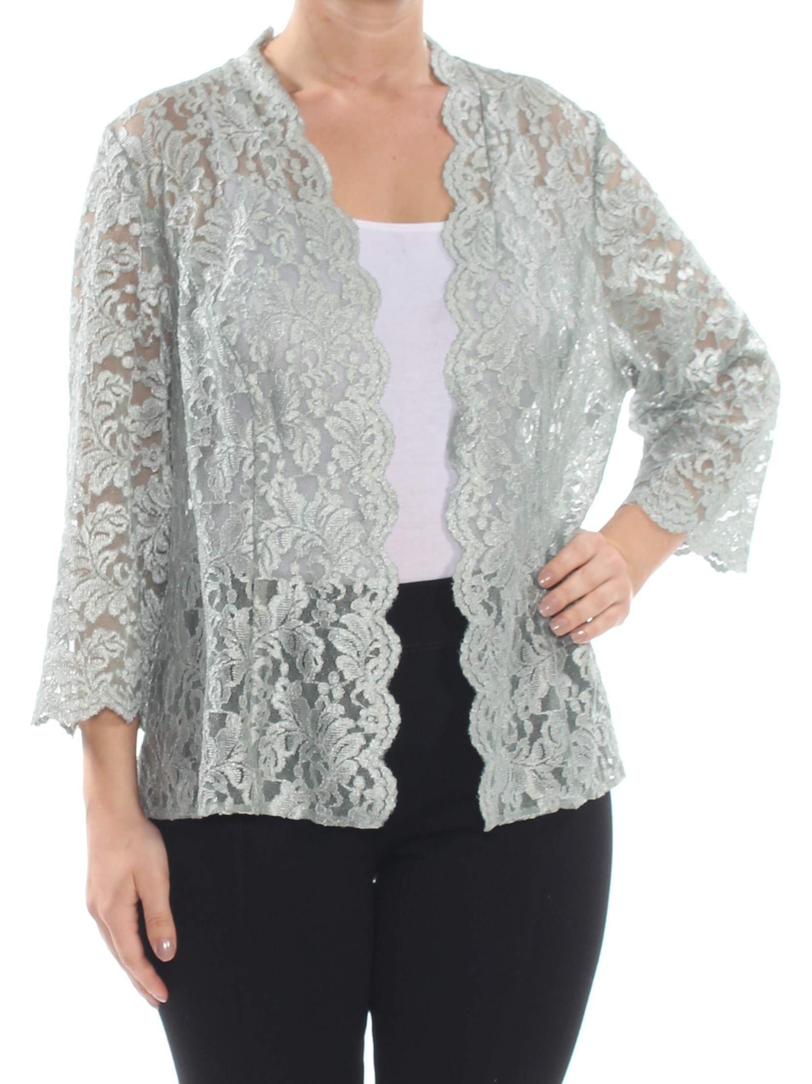 ALEX EVENINGS 189 Womens New 1876 Green Lace Jacket 14W Plus B+B eBay