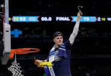 DiVincenzo makes it rain; Nova tops Michigan 79-62 for title