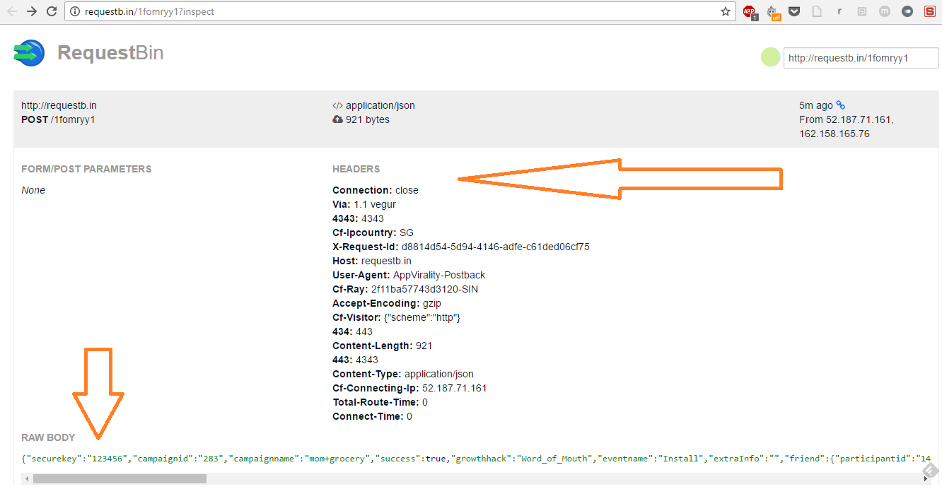 Conversion Event Payload in RequestBin