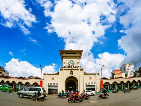 The entrance of Ben Thanh Market,, included in tours offered by Asia Vacation Group