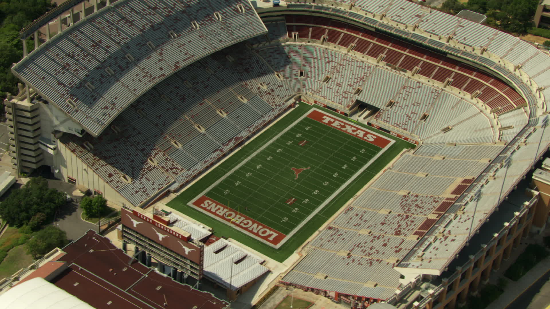 HD stock footage aerial video approach and orbit Texas Memorial Stadium