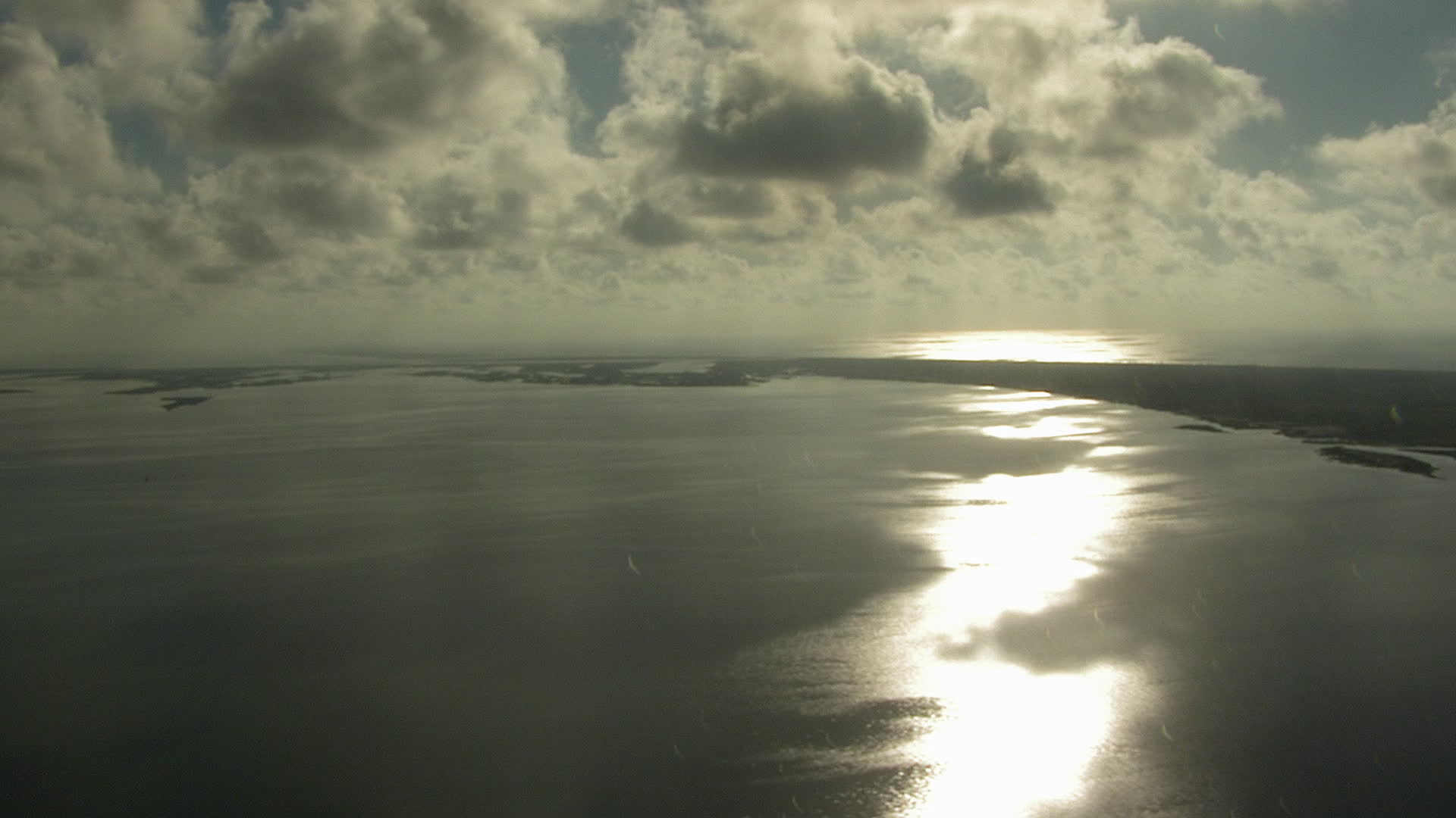 HD stock footage aerial video of clouds over Matagorda Bay beside the