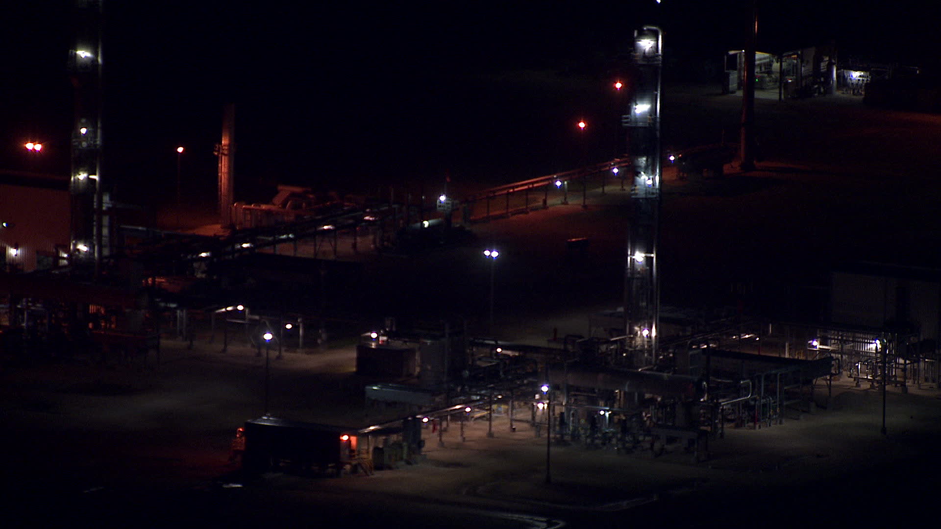 HD stock footage aerial video of passing buildings at the Alcoa