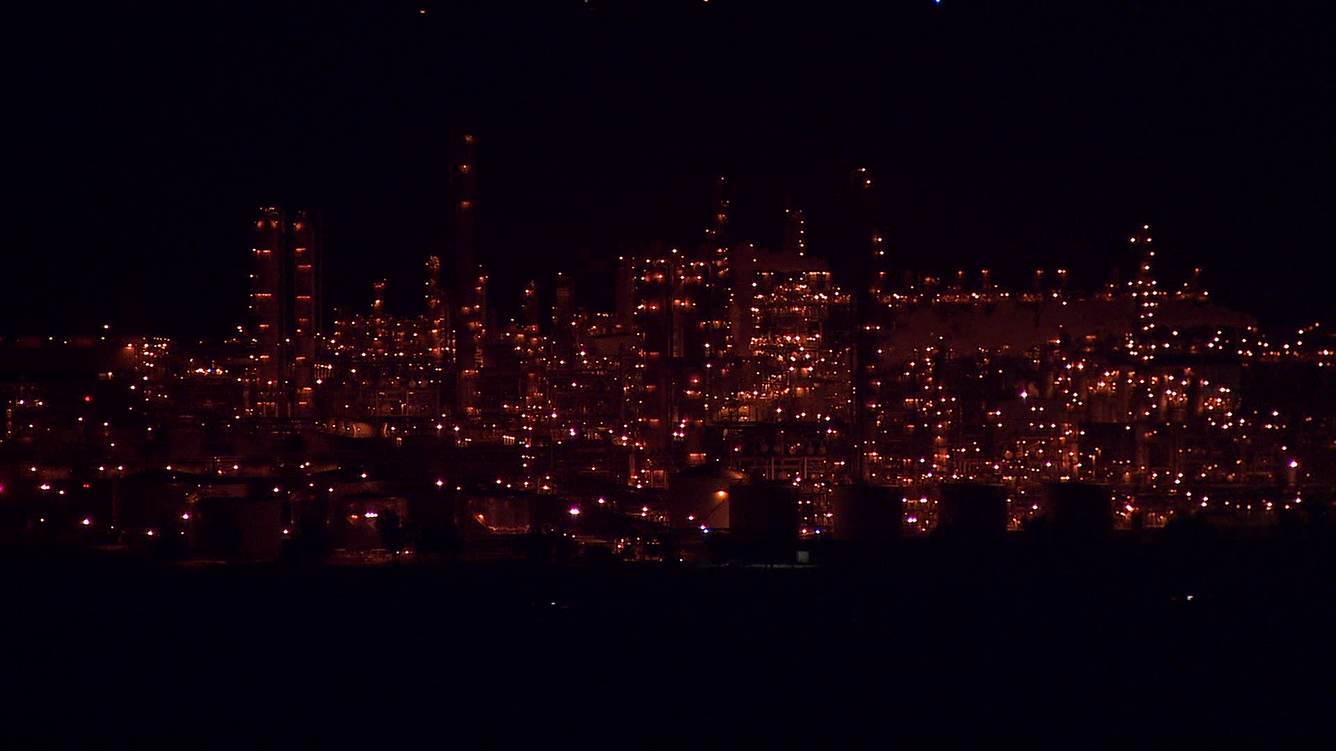 HD stock footage aerial video of Alcoa Aluminum Plant at night in Point