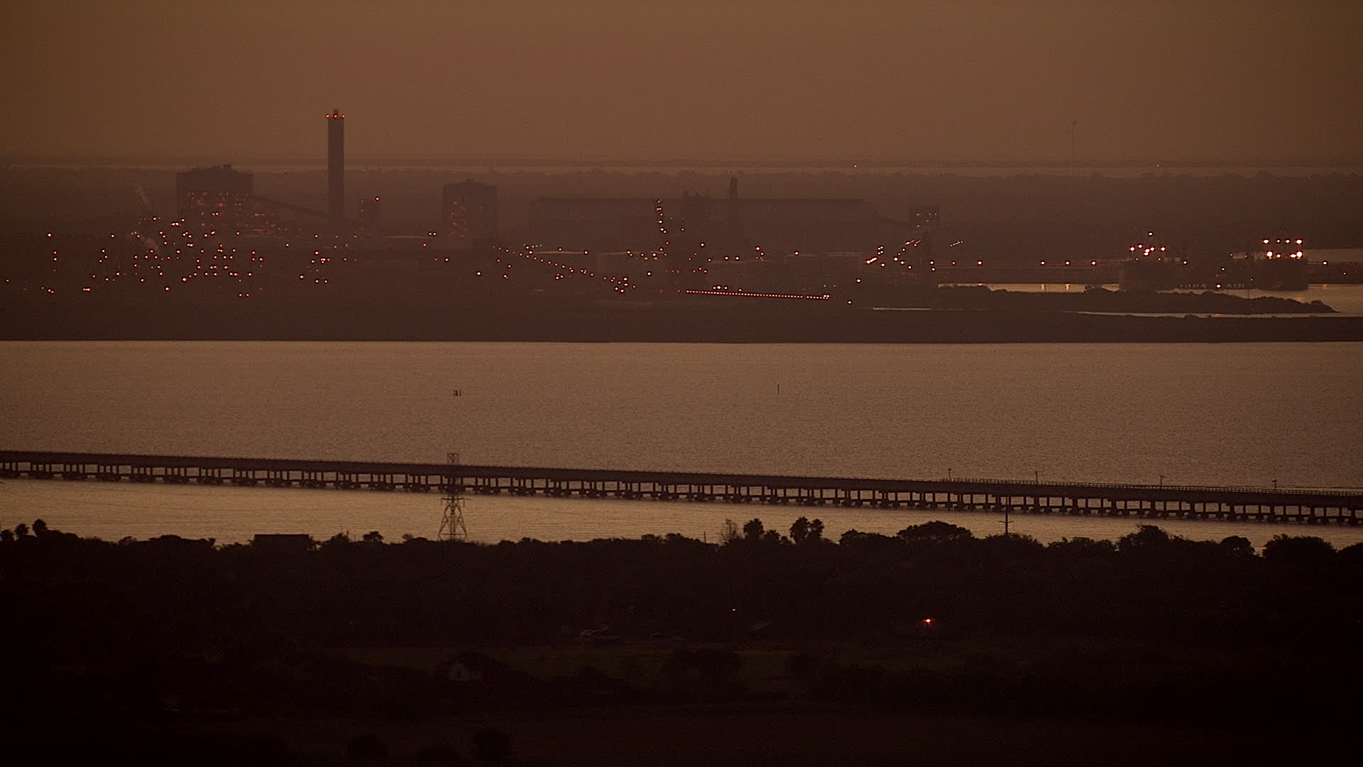 HD stock footage aerial video of Alcoa Aluminum Plant across Lavaca Bay