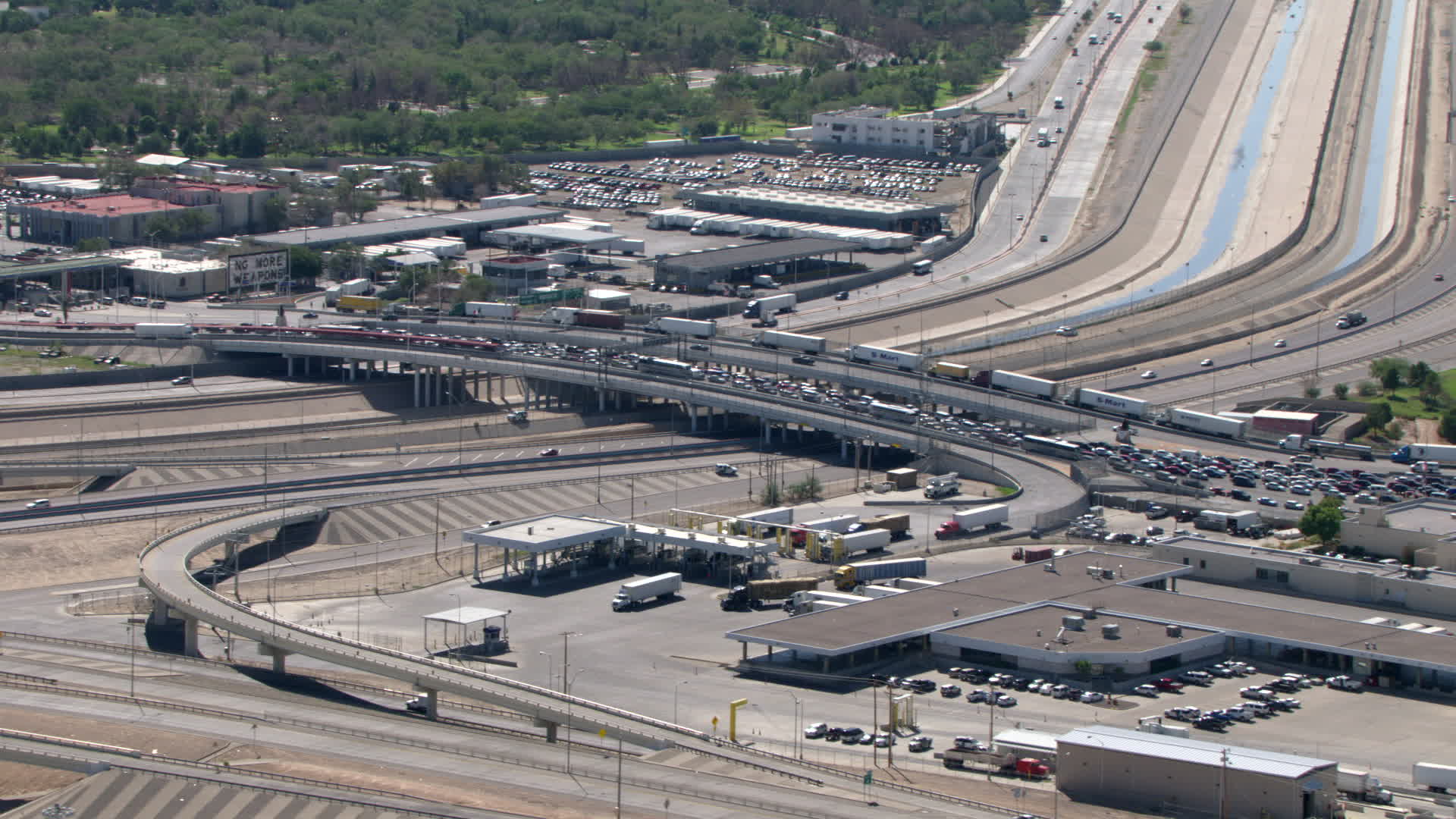 HD stock footage aerial video of a view of heavy traffic on the Bridge