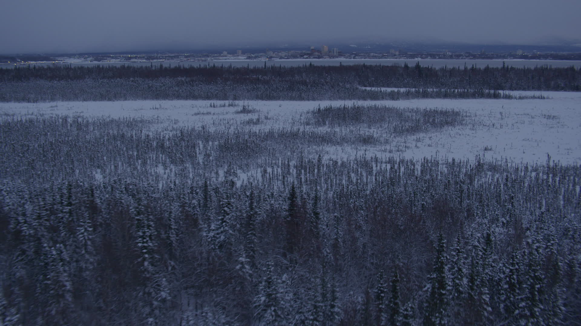 4K stock footage aerial video a view of Downtown Anchorage seen from