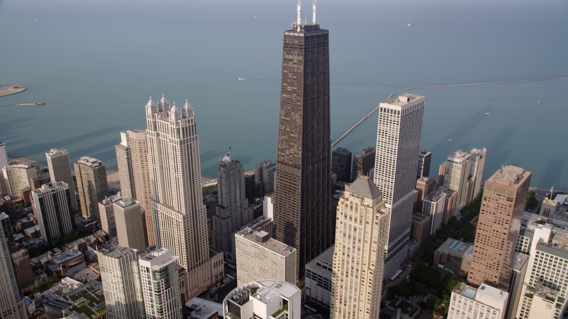 5K stock footage aerial video tilt from highrises to reveal John