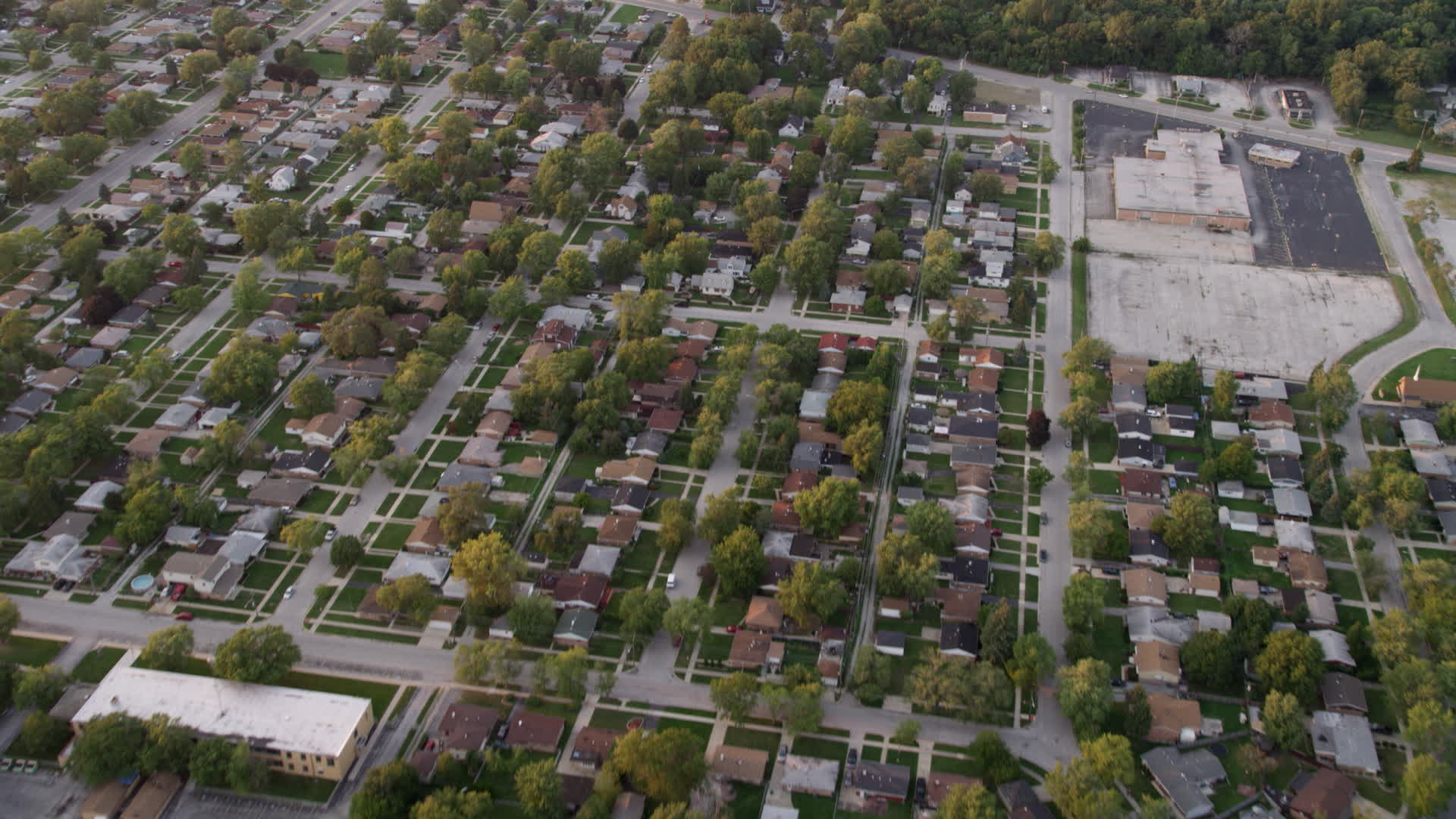 4.8K stock footage aerial video of flying over neighborhood in Calumet