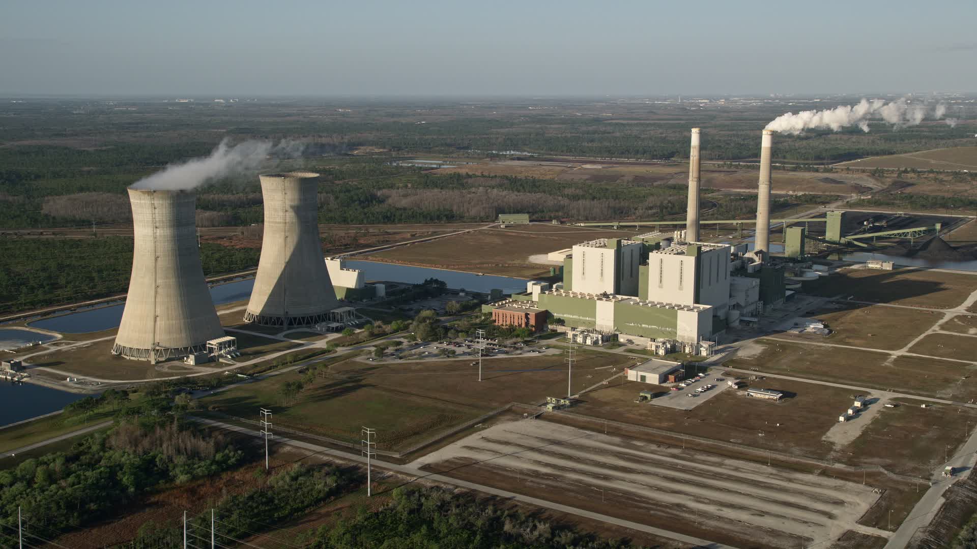 5K stock footage aerial video of Stanton Energy Center