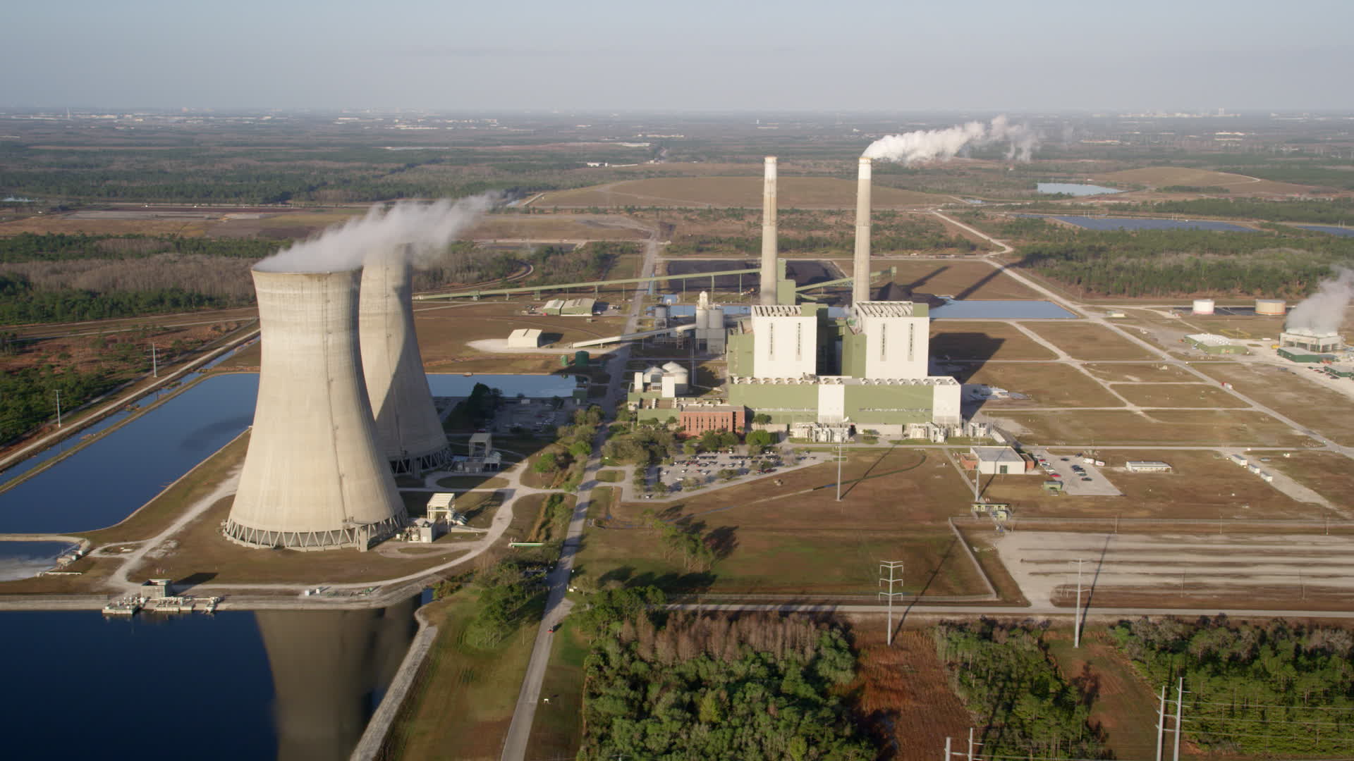 5K stock footage aerial video of the Stanton Energy Center
