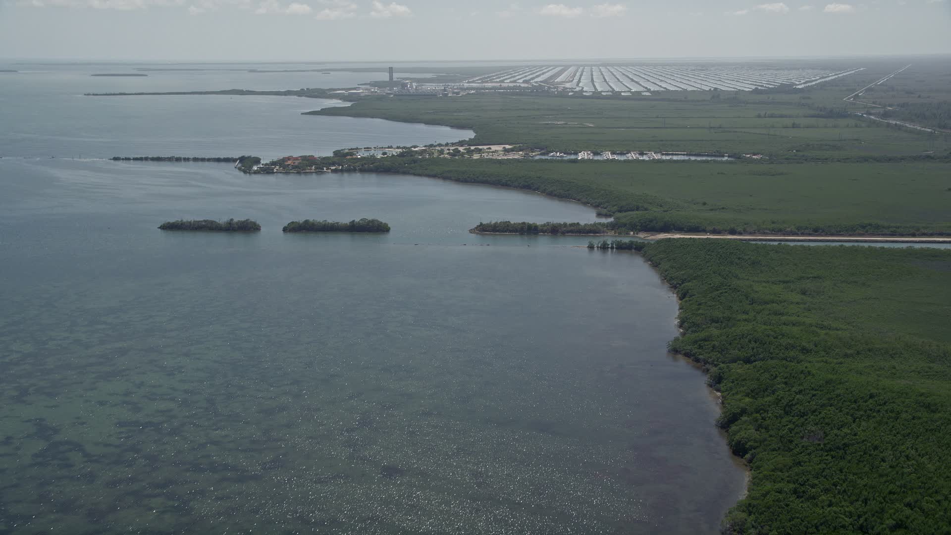 5K stock footage aerial video of Mangrove Preserve, Homestead Bayfront