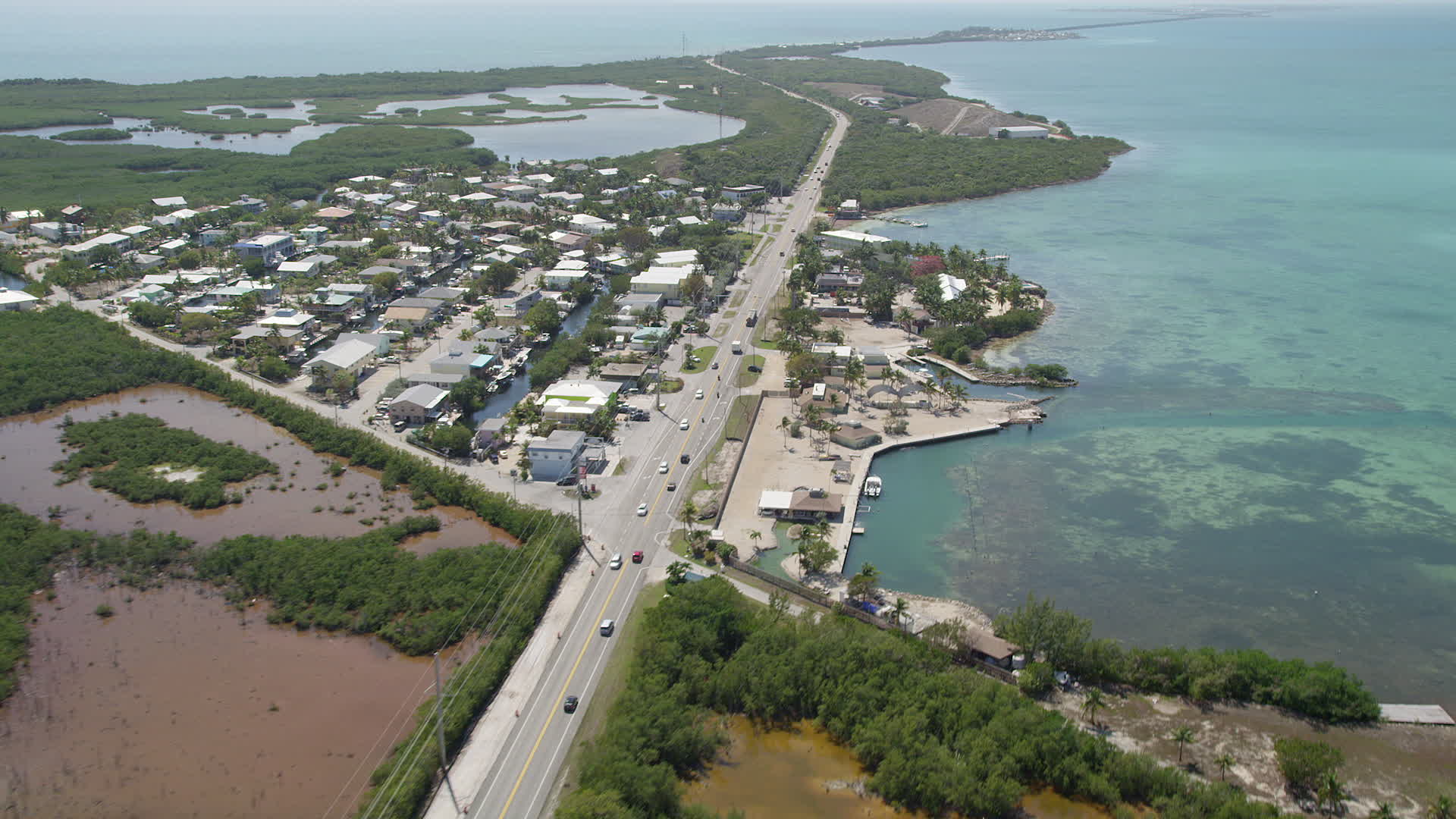 5K stock footage aerial video of following Overseas Highway past