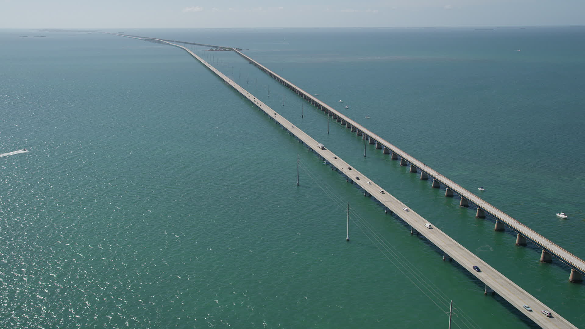5K stock footage aerial video of the Seven Mile Bridge, Marathon