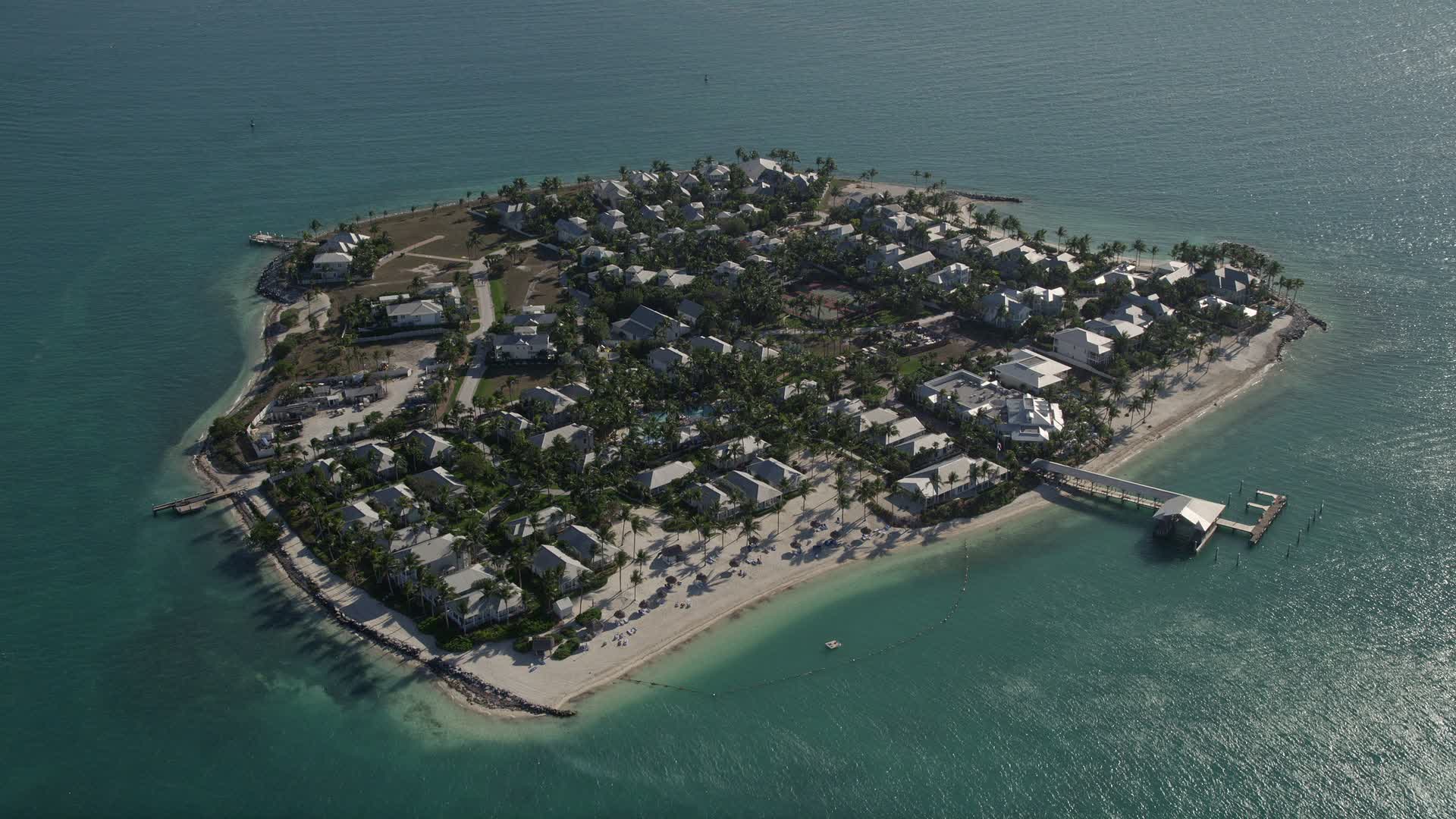 5K stock footage aerial video of approaching homes on Sunset Key, Key