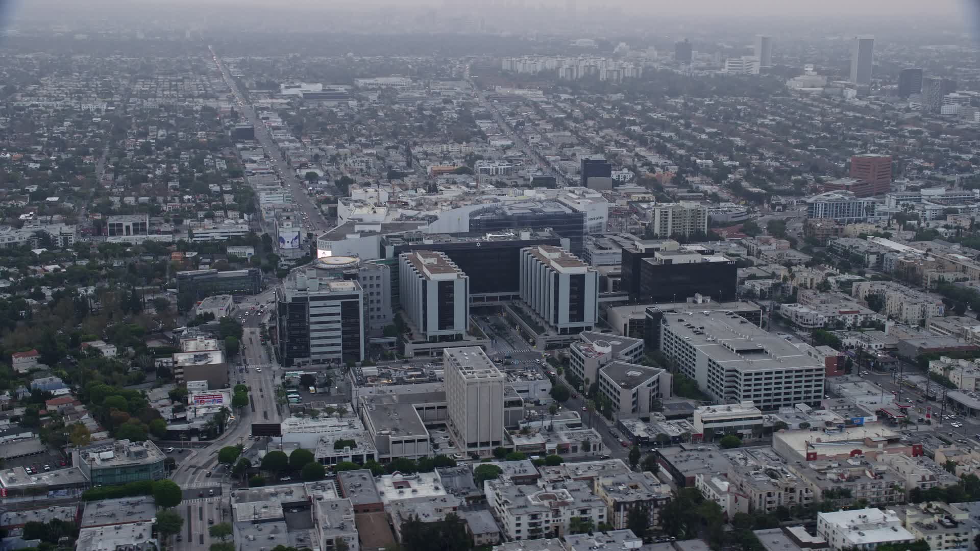 7.6K stock footage aerial video orbiting CedarsSinai Medical Center