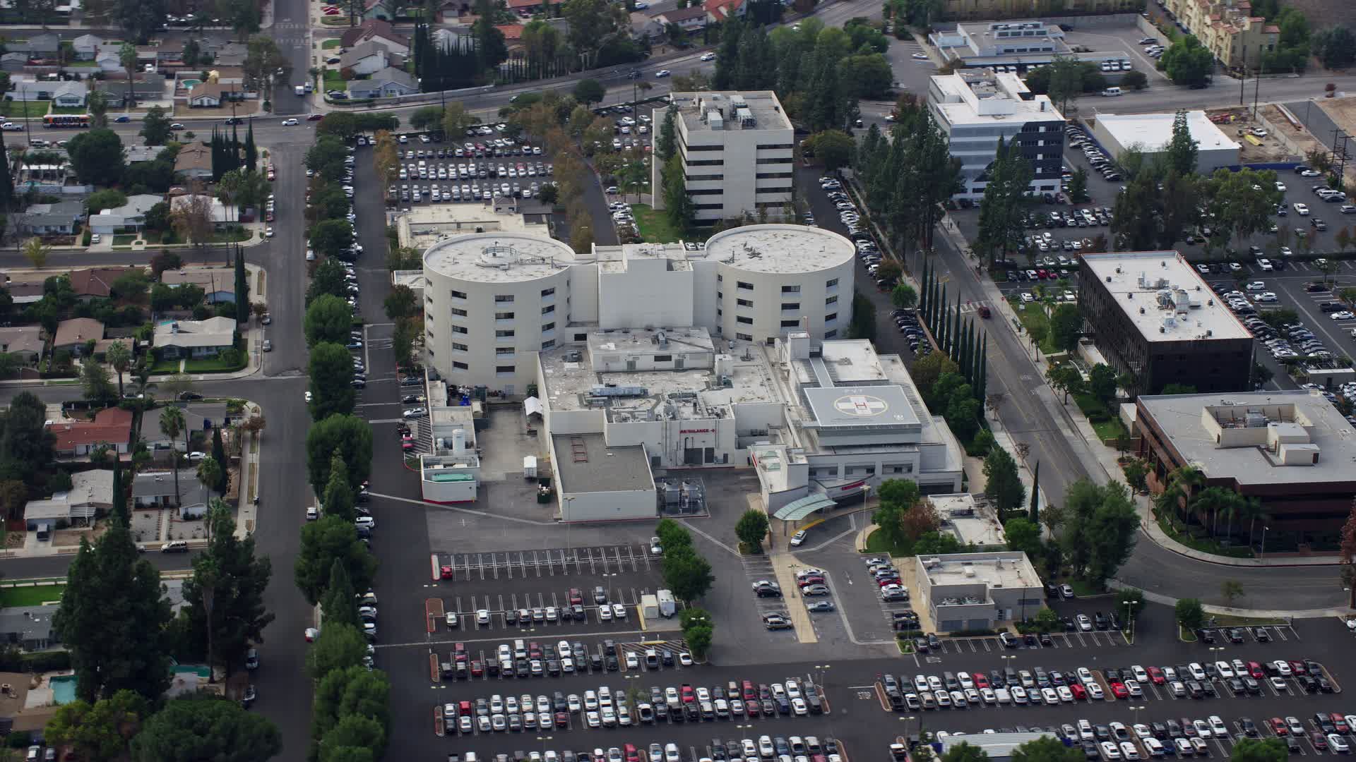 8K stock footage aerial video of West Hills Hospital complex in West