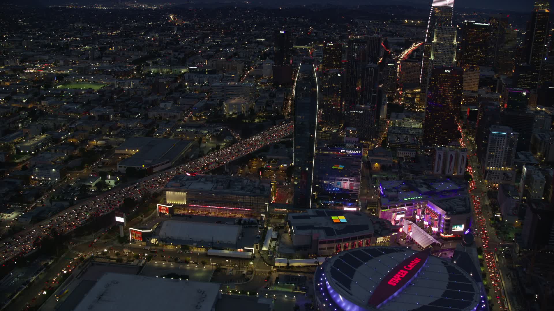 8k Stock Footage Aerial Video Flying By Staples Center