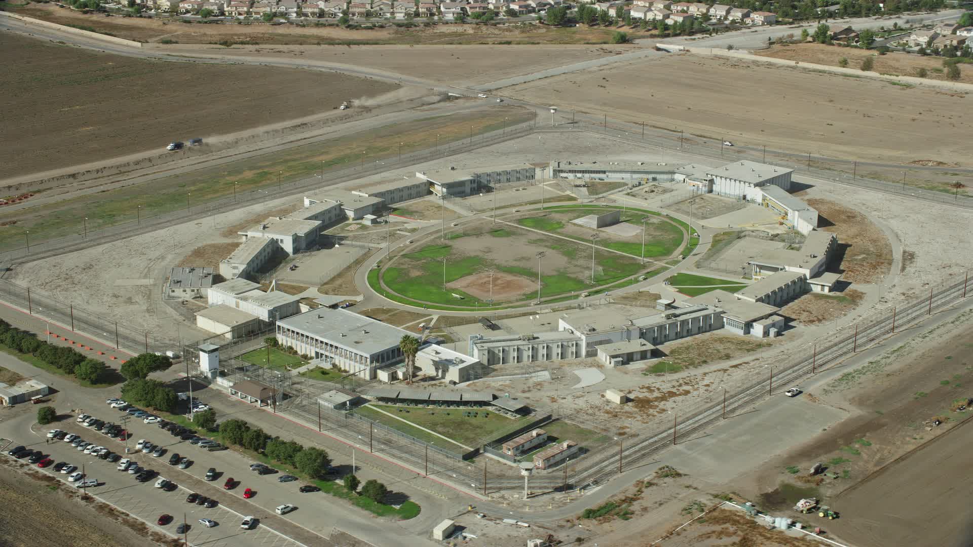 8K stock footage aerial video of East Yard of the California