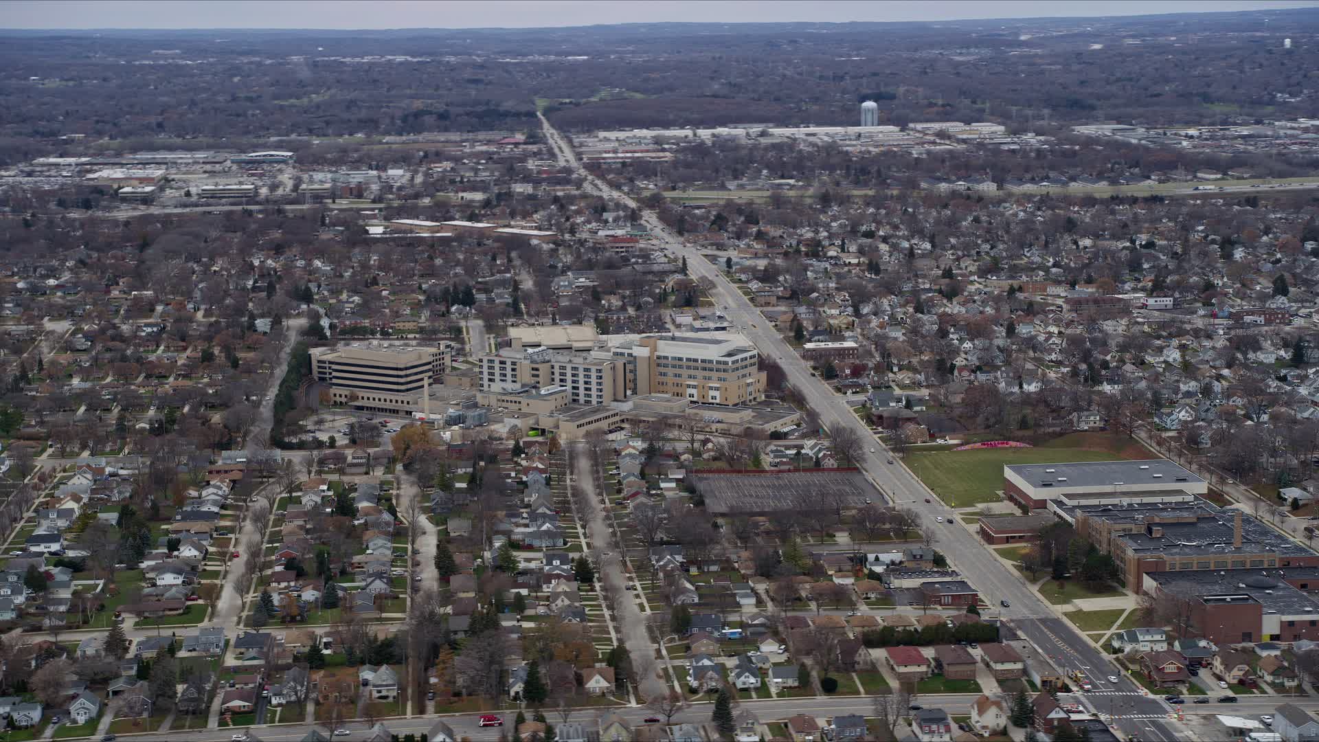 4K stock footage aerial video of the Aurora West Allis Medical Center