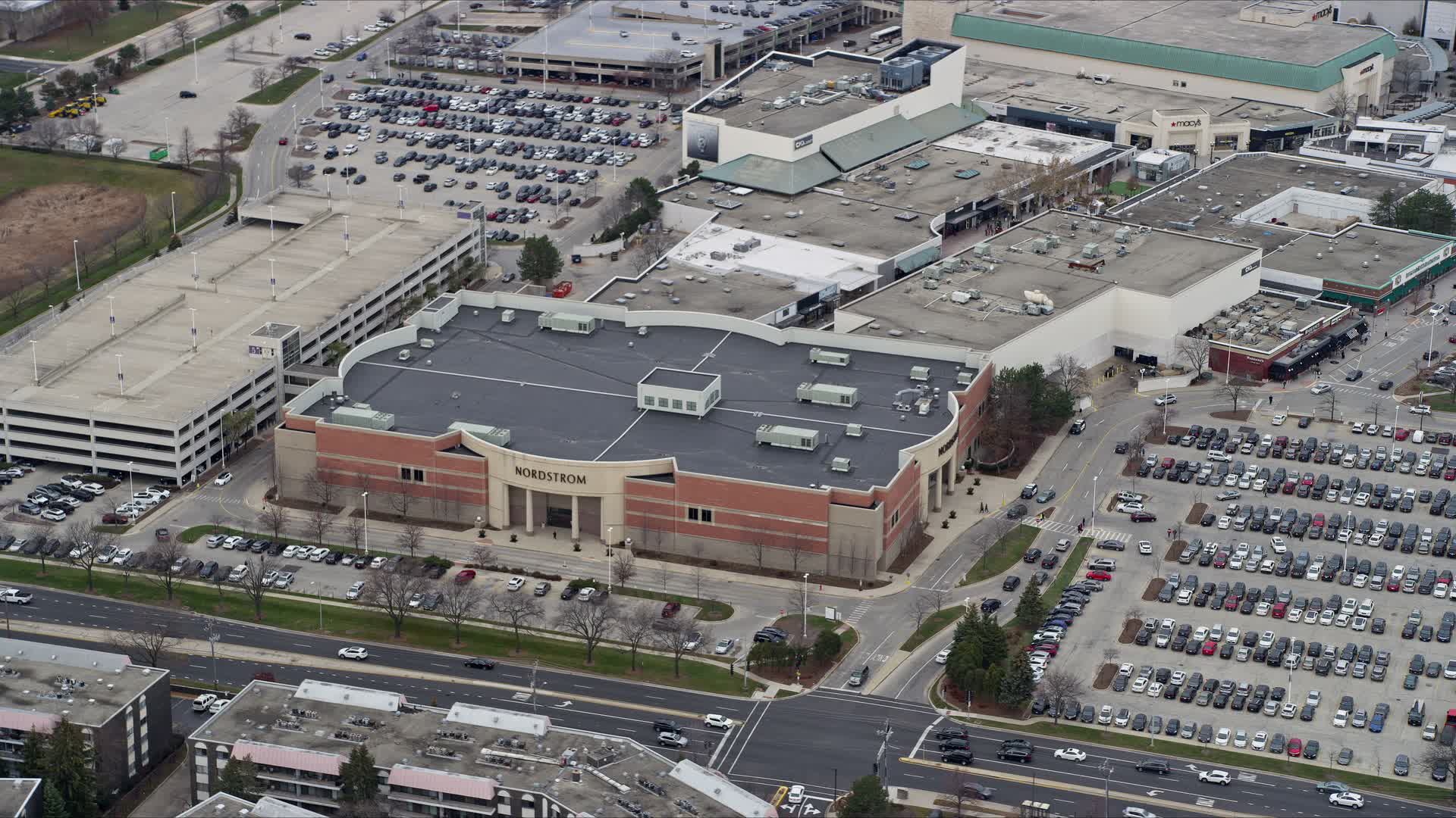 4K stock footage aerial video of the Nordstrom store at the Westfield