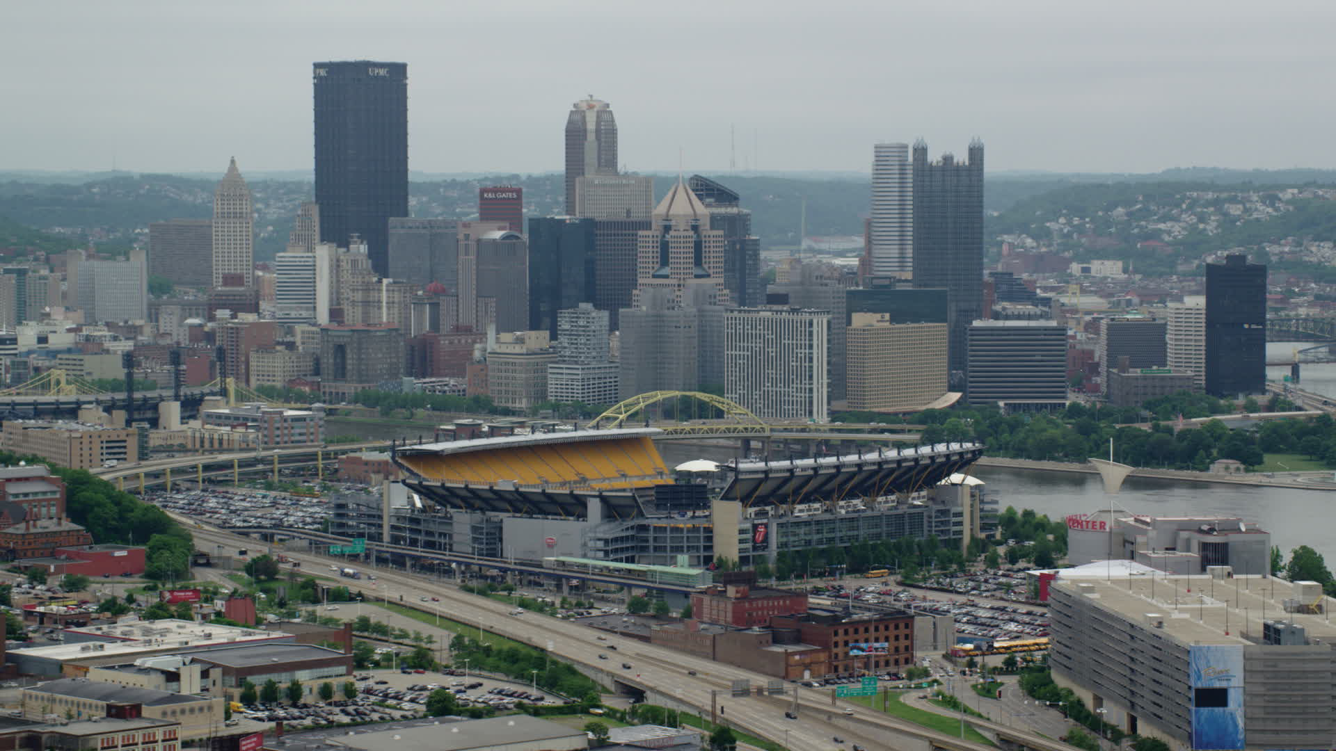 4.8K stock footage aerial video of Heinz Field Football Stadium and