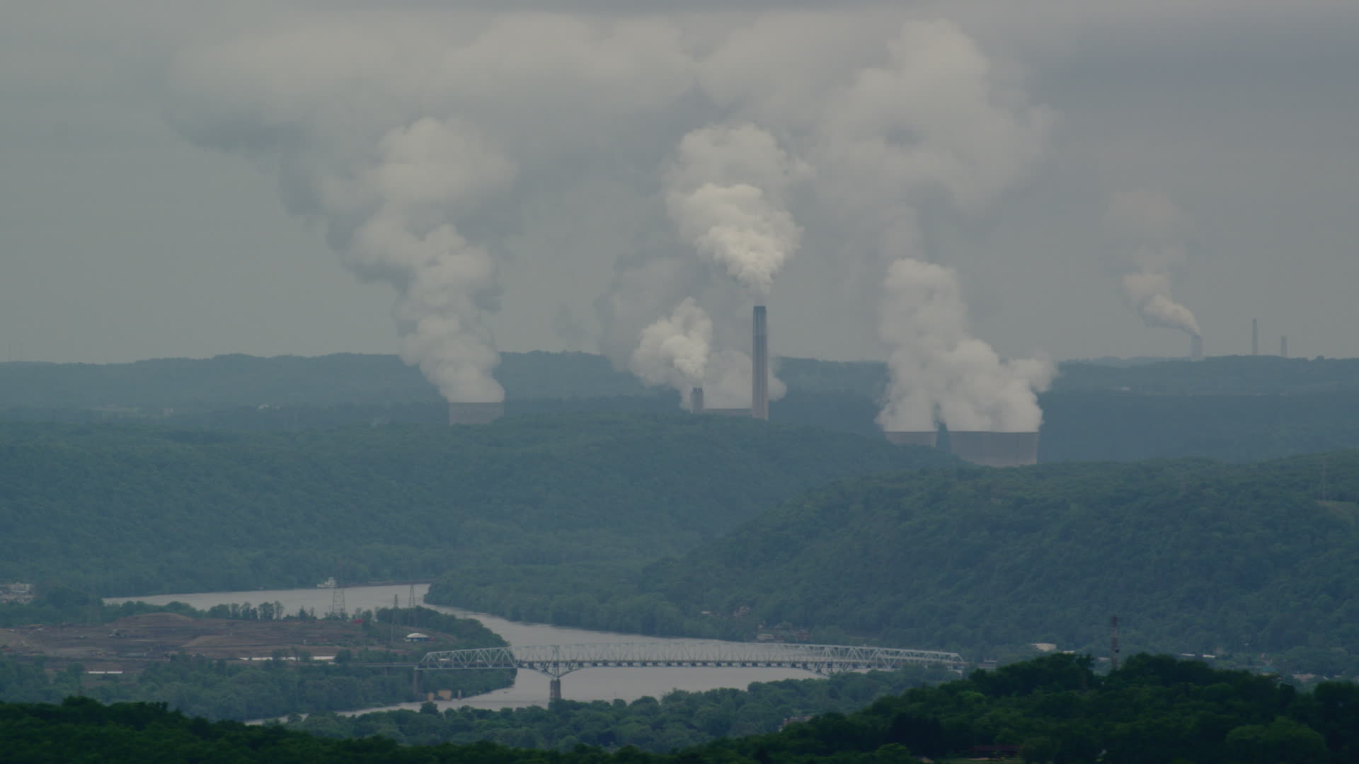 Beaver Valley Power Station, Pennsylvania Aerial Stock Footage 8