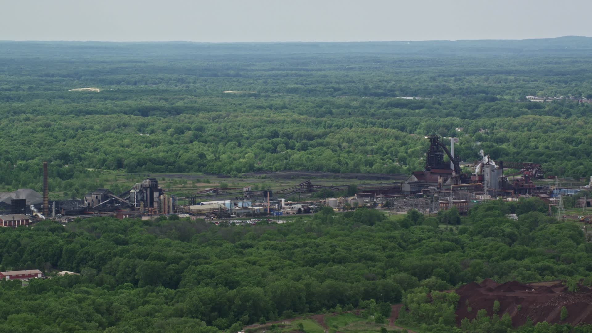 4.8K stock footage aerial video of a steel and mining factory in Warren