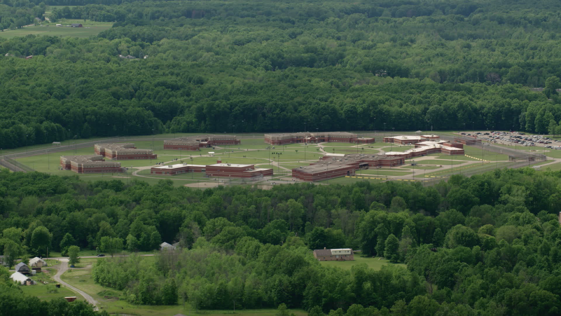 4.8K stock footage aerial video of Trumbull Correctional Institute