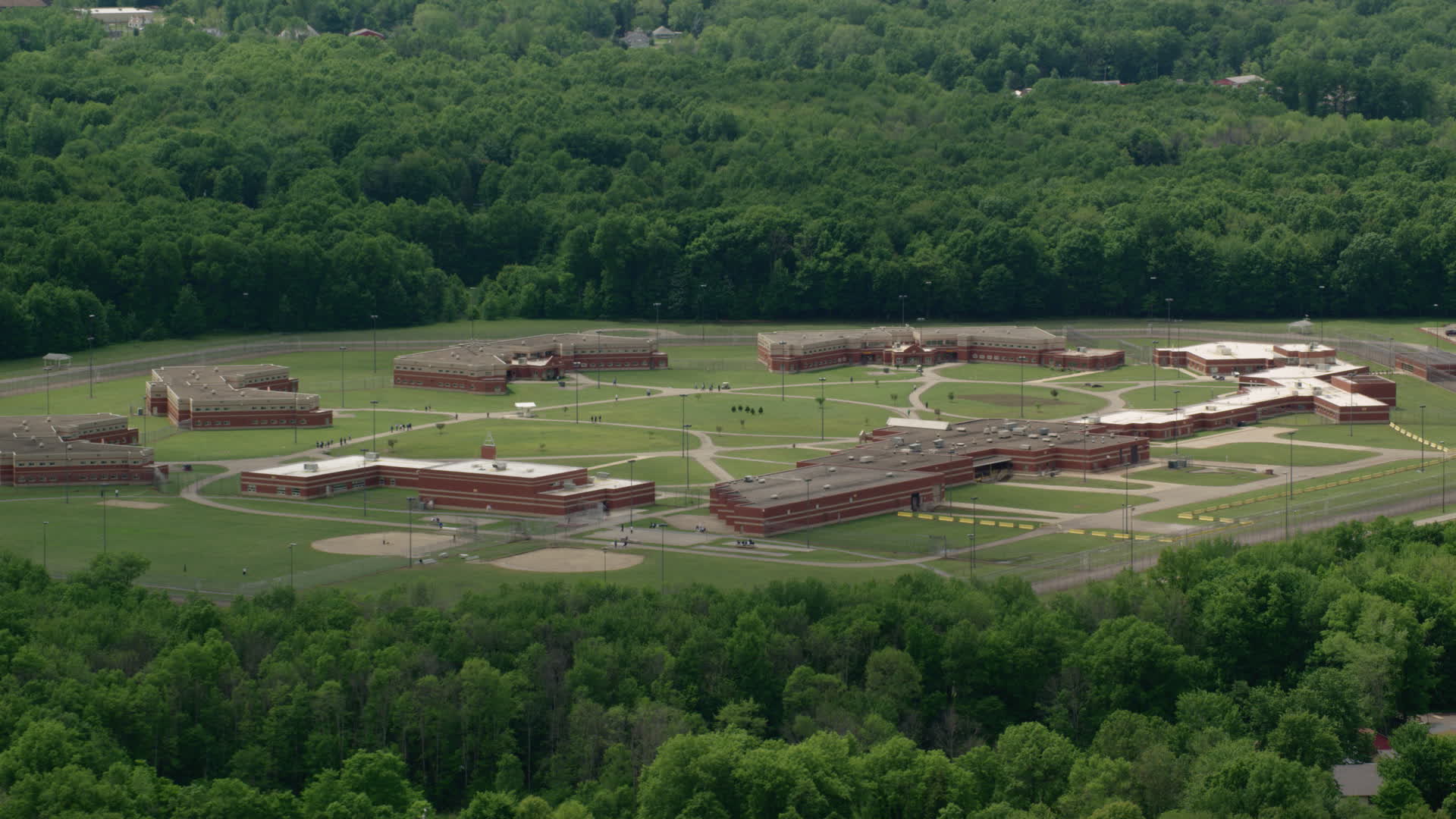 4.8K stock footage aerial video of Trumbull Correctional Institute