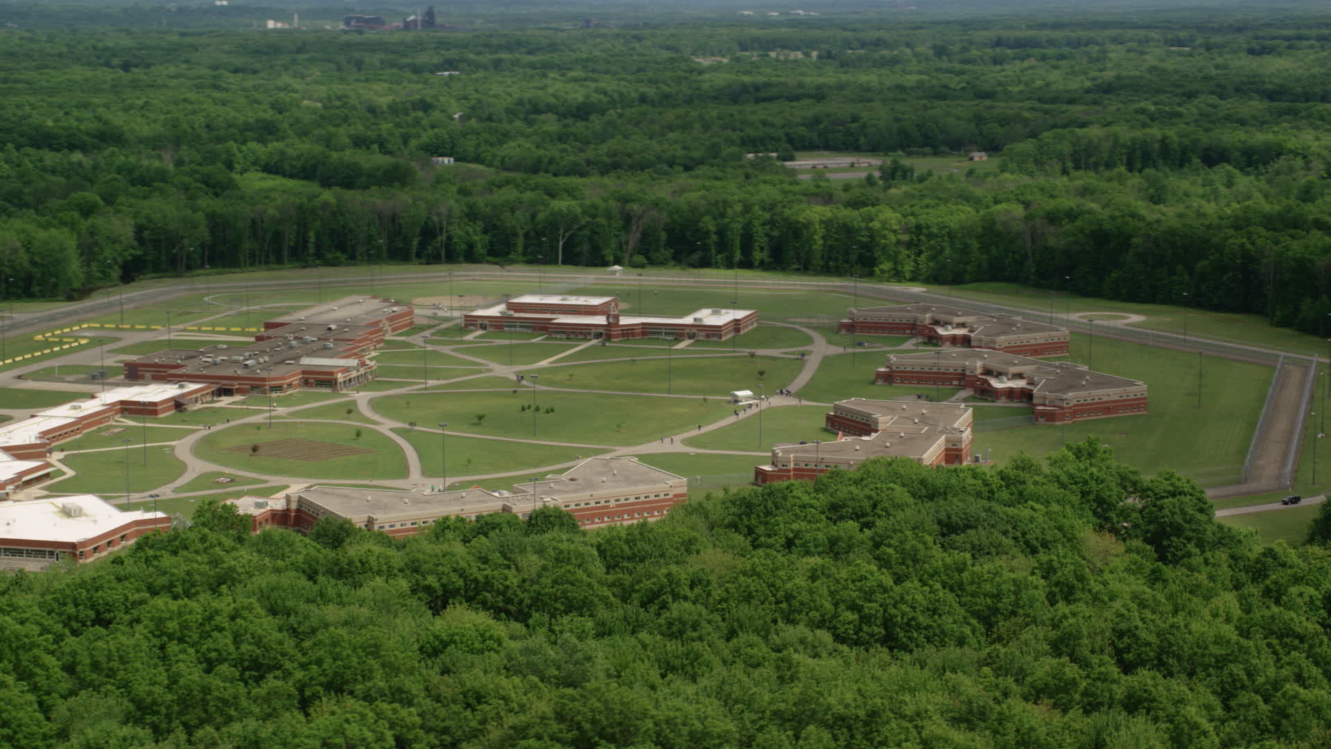 4.8K stock footage aerial video of Trumbull Correctional Institute