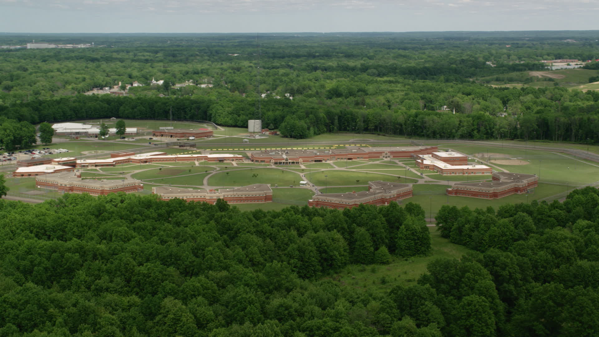 4.8K stock footage aerial video of Trumbull Correctional Institute