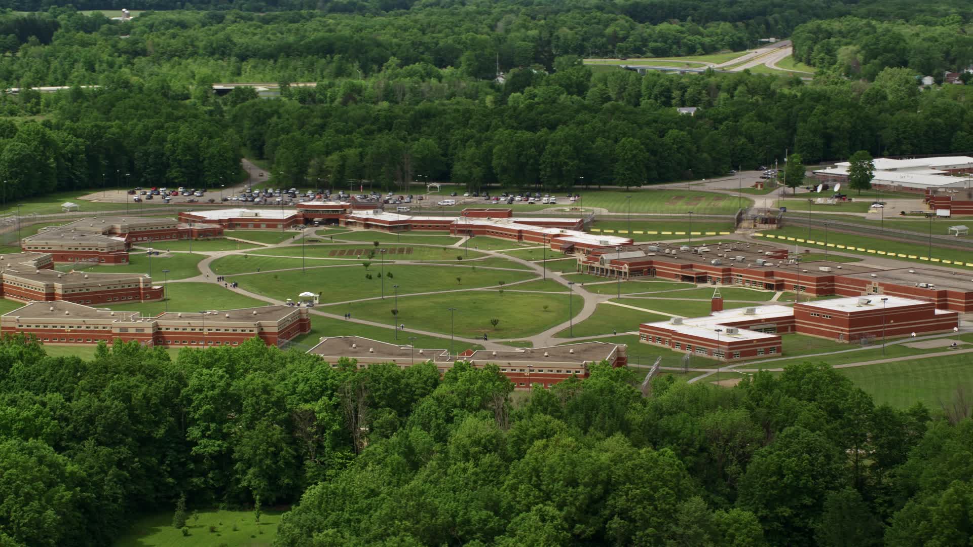 4.8K stock footage aerial video of Trumbull Correctional Institute