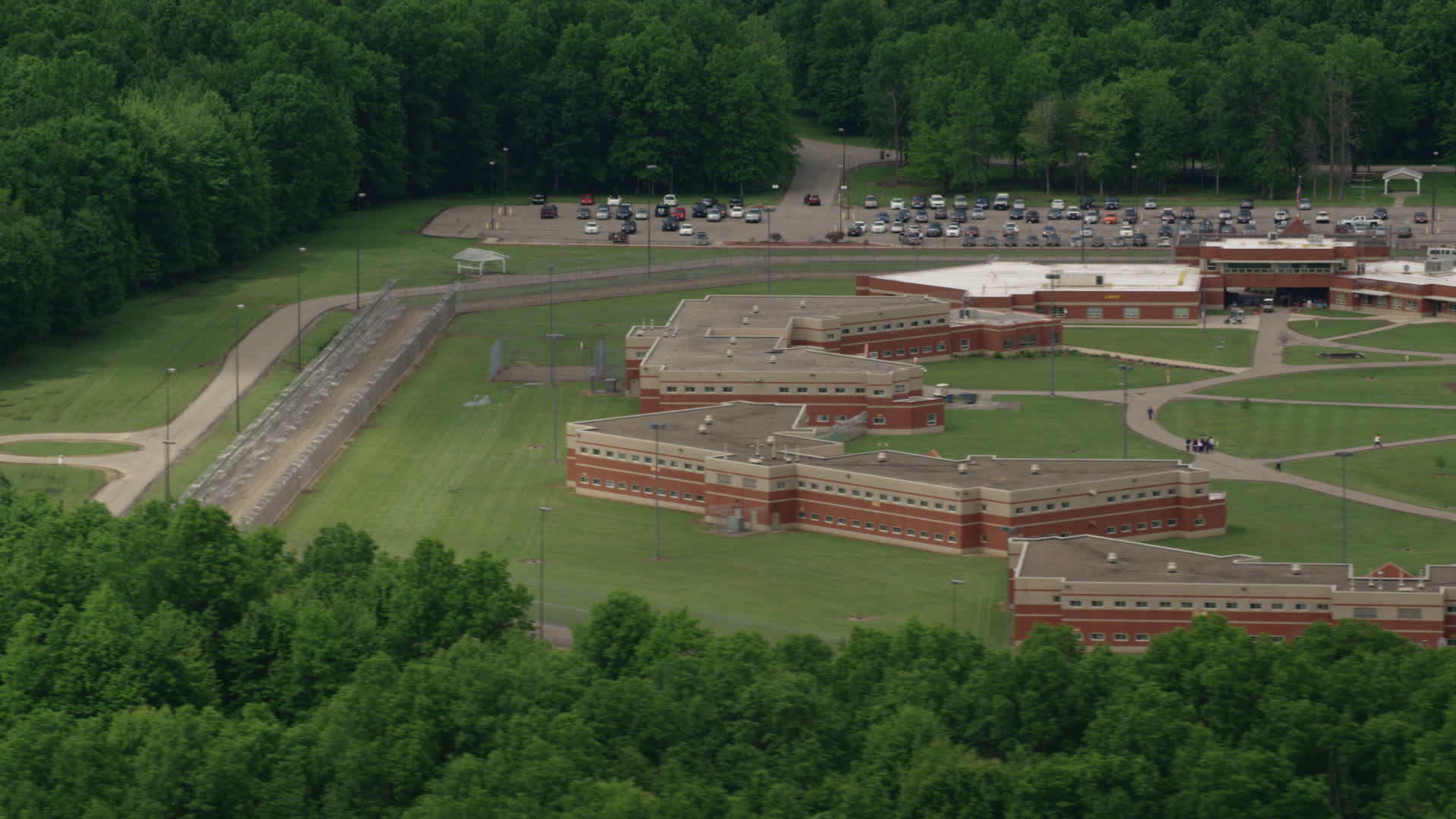 4.8K stock footage aerial video of Trumbull Correctional Institute