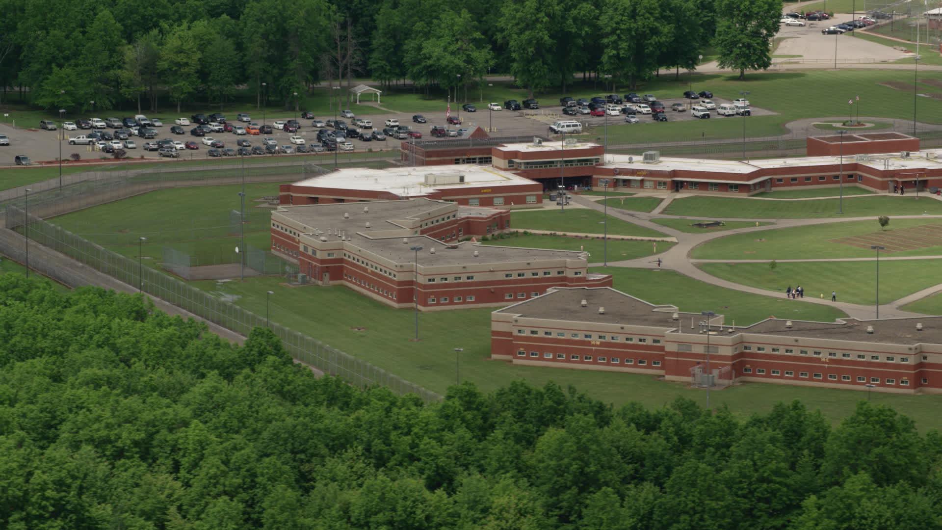 4.8K stock footage aerial video of Trumbull Correctional Institute