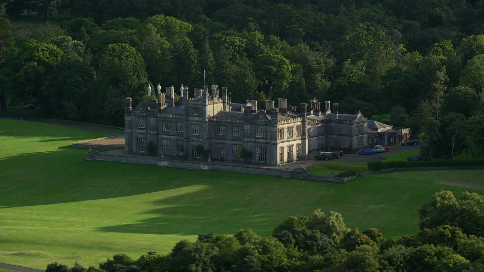 Dalmeny House, Scotland Aerial Stock Footage 4 Videos Axiom Images