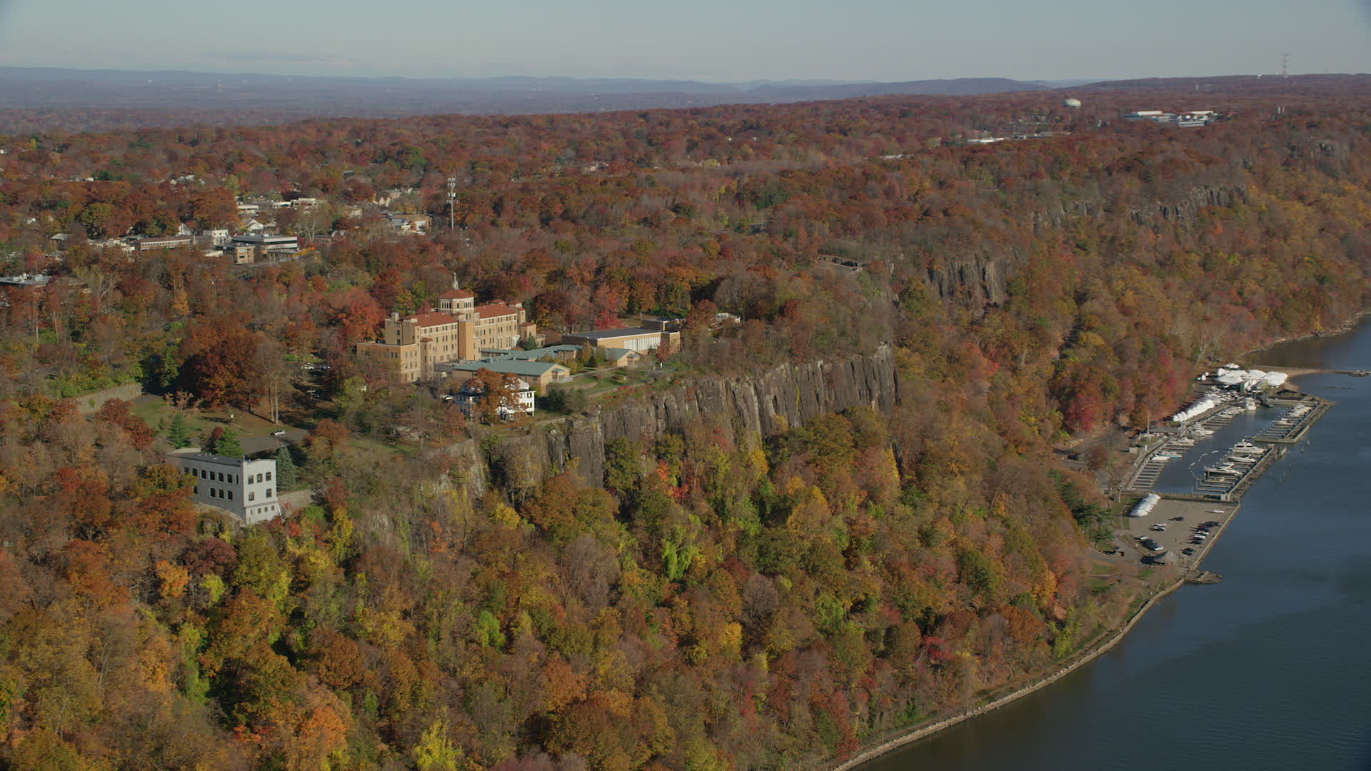 6K stock footage aerial video orbit St Peter's College in Autumn