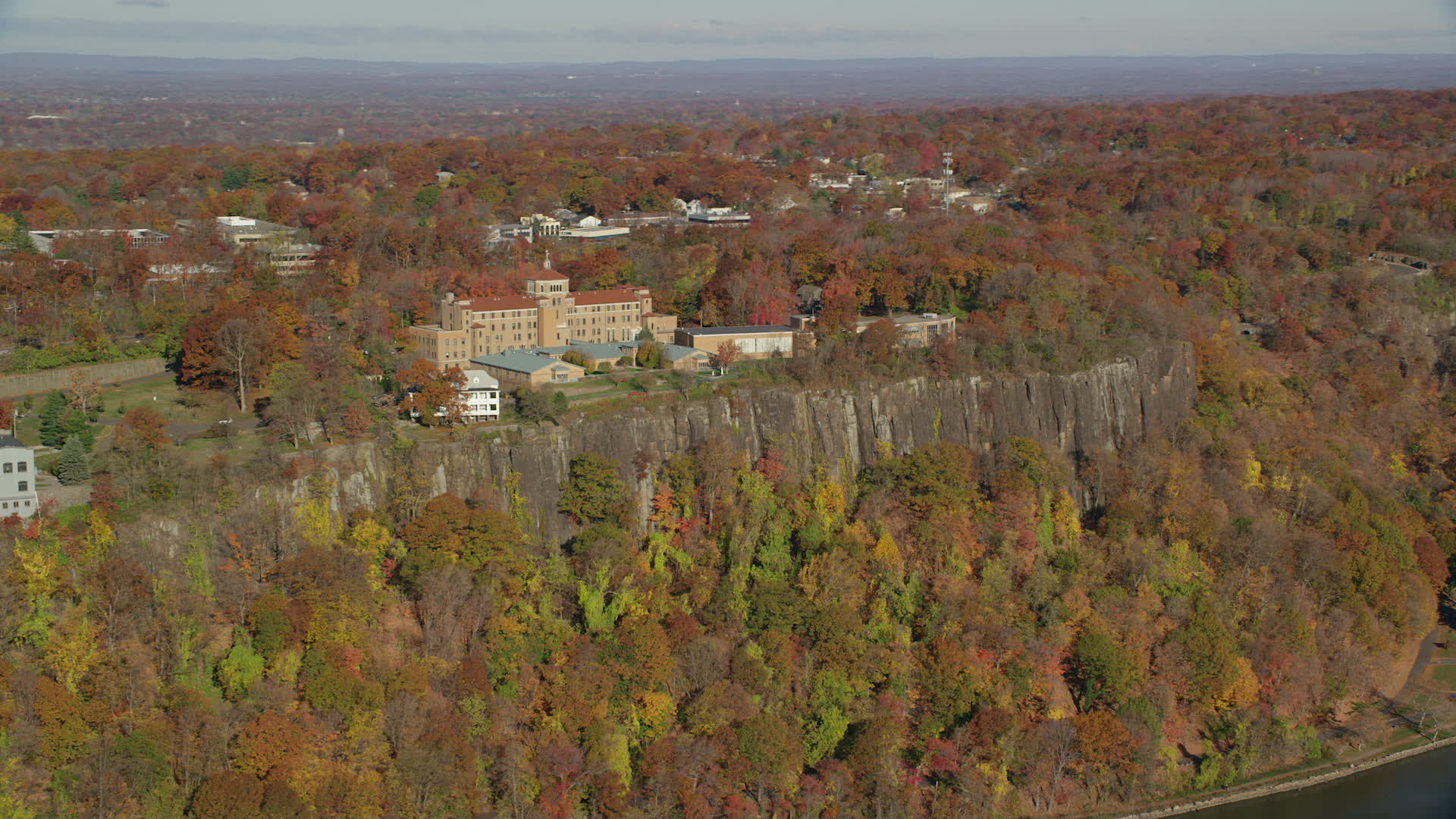 6K stock footage aerial video of orbiting St Peter's College in Autumn