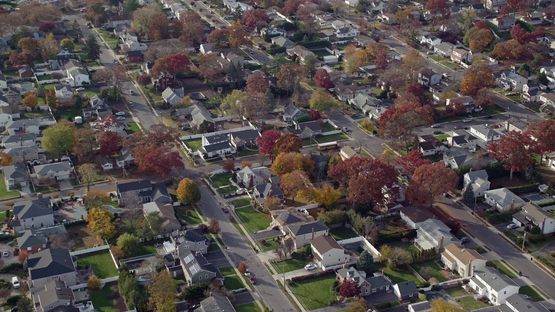 5.5K stock footage aerial video approach quiet suburban neighborhoods
