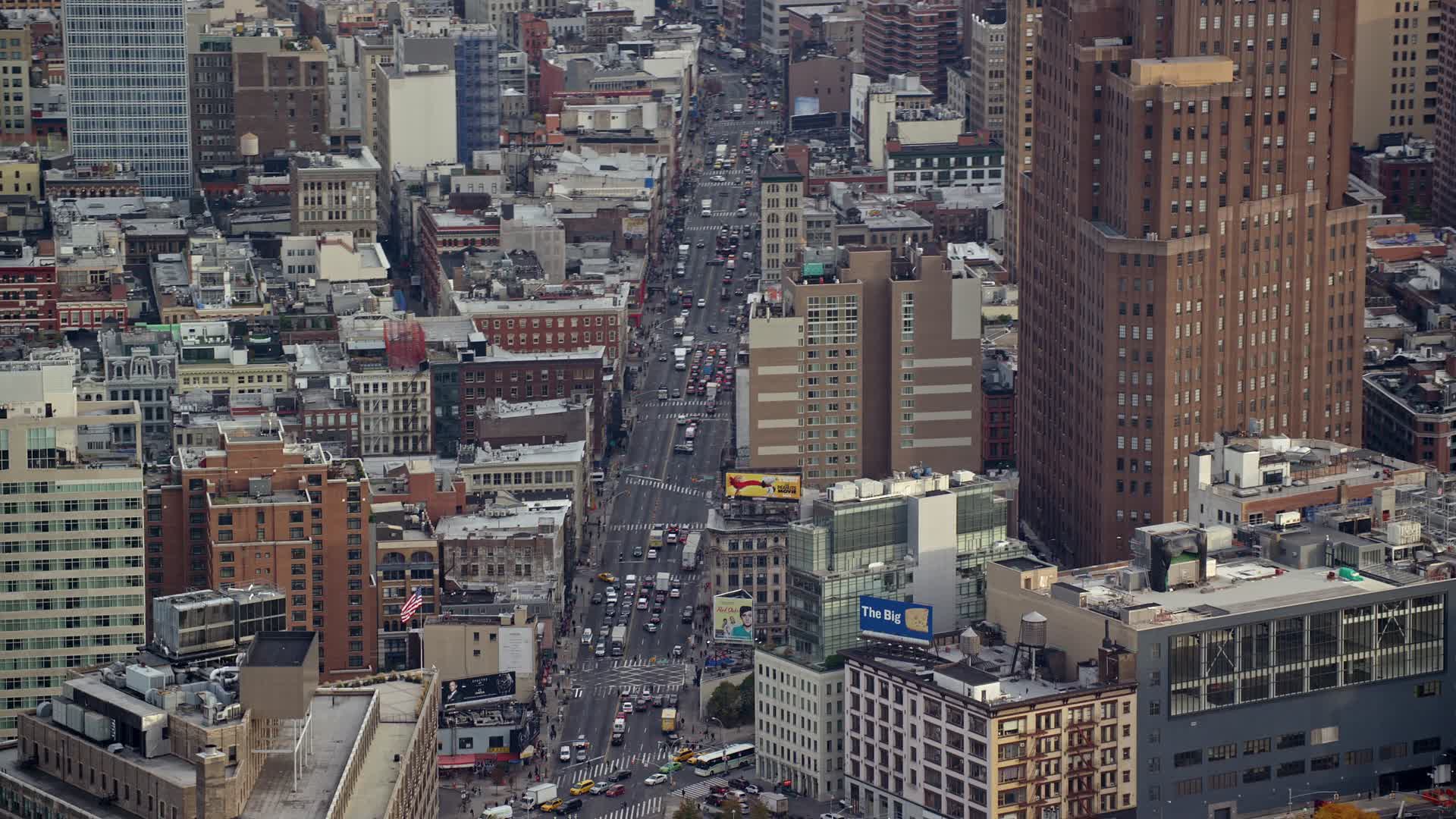 5.5K stock footage aerial video orbit Canal Street in Soho, New York